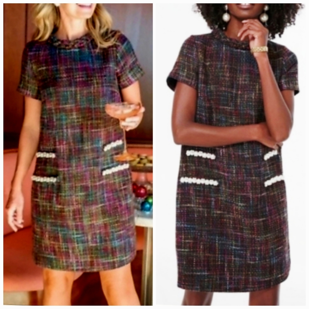 NWT Tuckernuck × Cameran Eubanks Wimberly Jackie Tweed Pearl Accent Dress